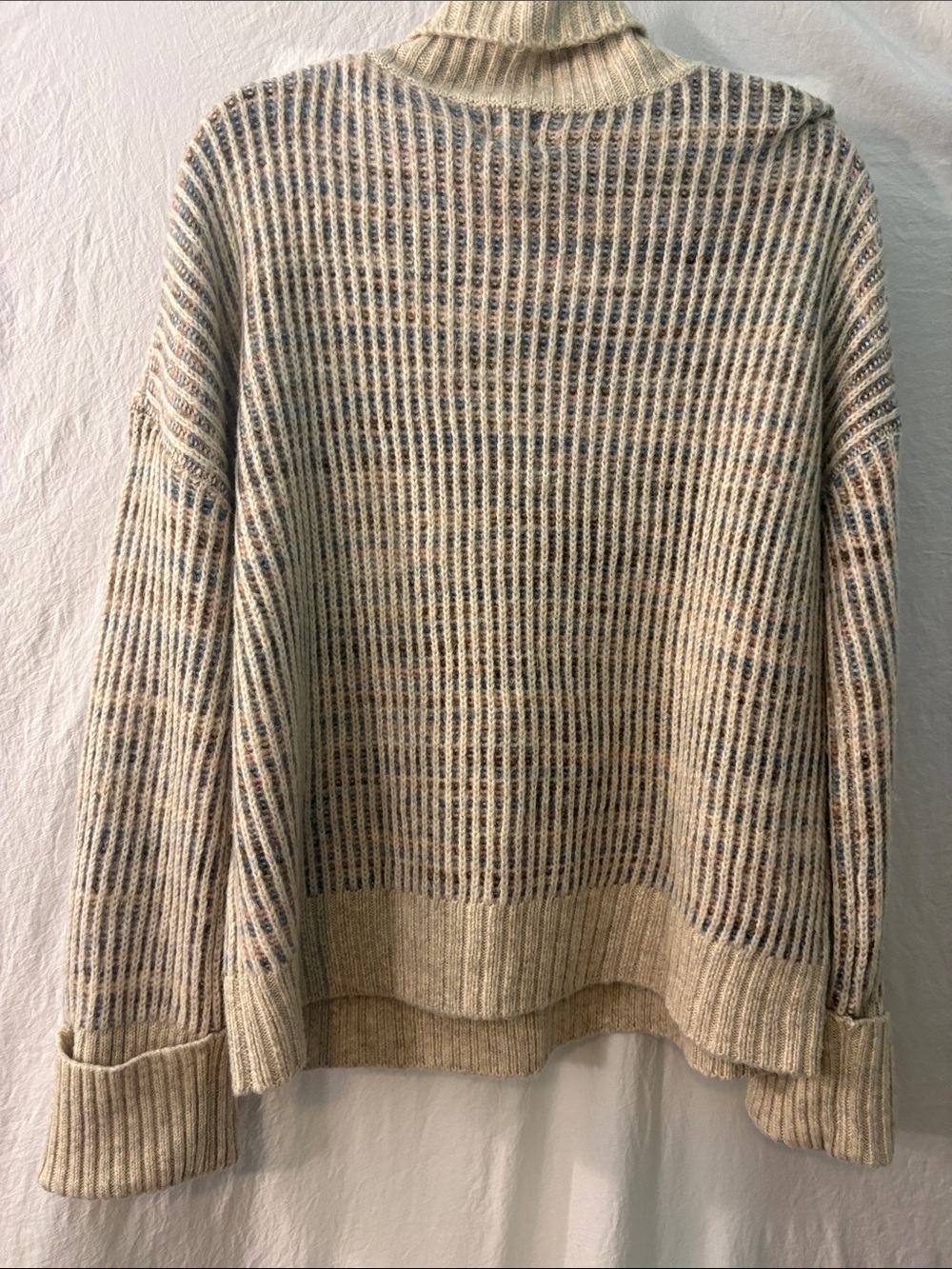 Relaxed Multicolored Ribbed Cowl-Neck Sweater - Picture 5 of 7